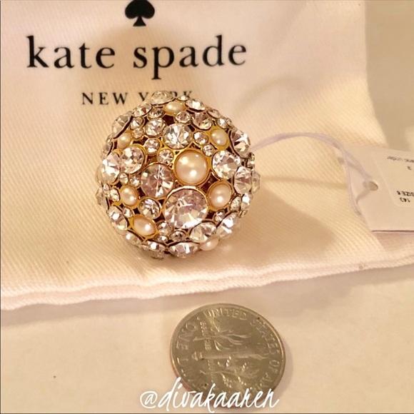 Kate Spade NEW SIZES Bauble Ring Pearls/Crystal - Picture 6 of 10